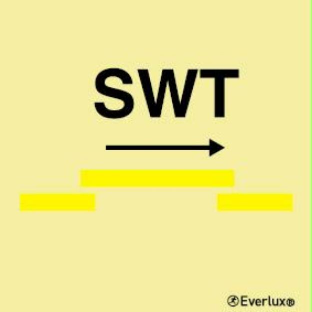 Safety sign, photoluminescent vinyl, B-class self-